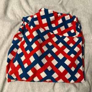 LuLaRoe Red and Blue Geometric Leggings